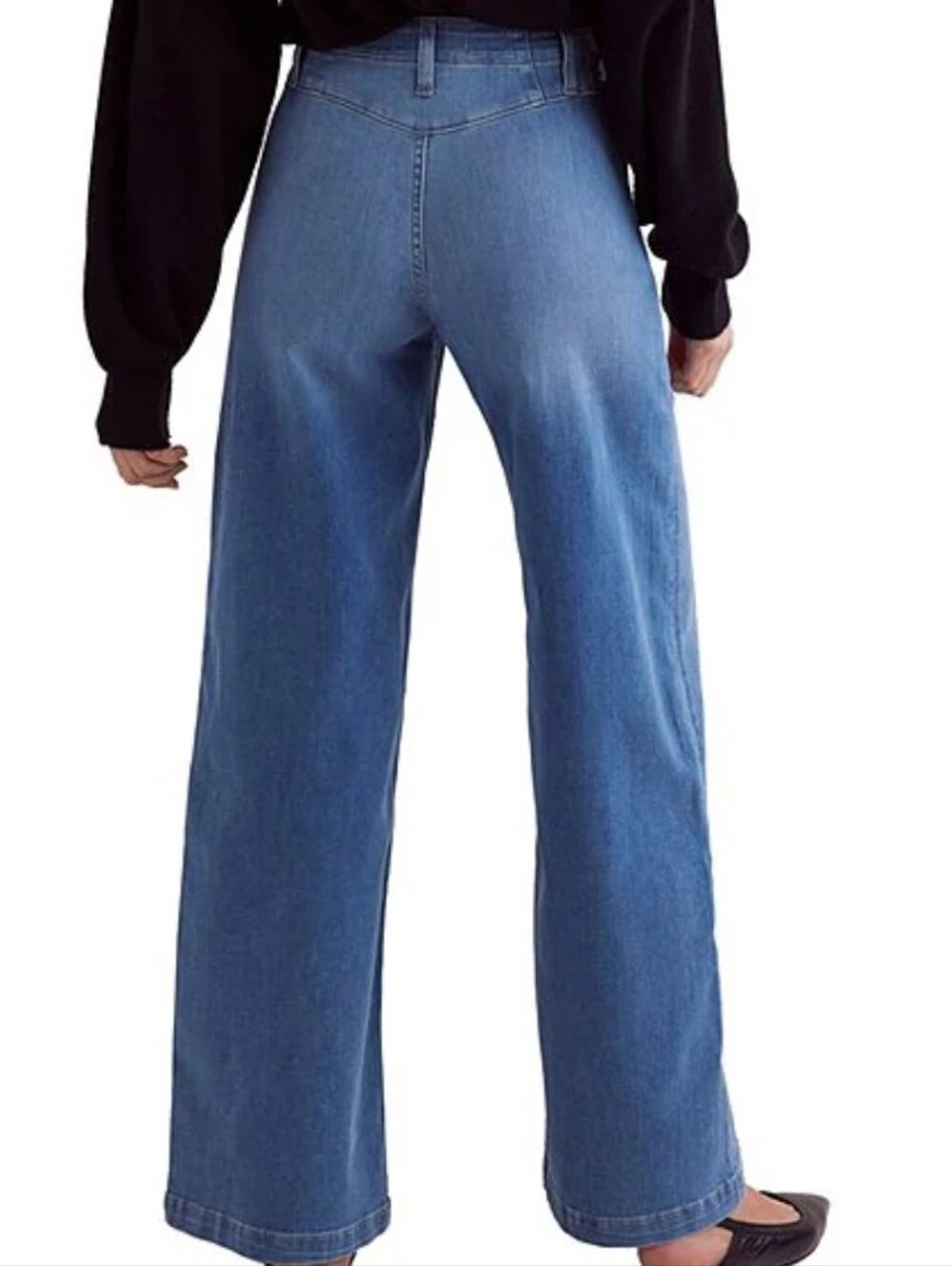 Free PeopleLibre High Rise Wide Leg Stretch Denim Jeans Meduim Wash Blue Size 31 - Picture 4 of 16